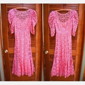Vintage Pink Lace Dress, Vintage Lace Dress, Vintage Pink Dress, Princess Dress